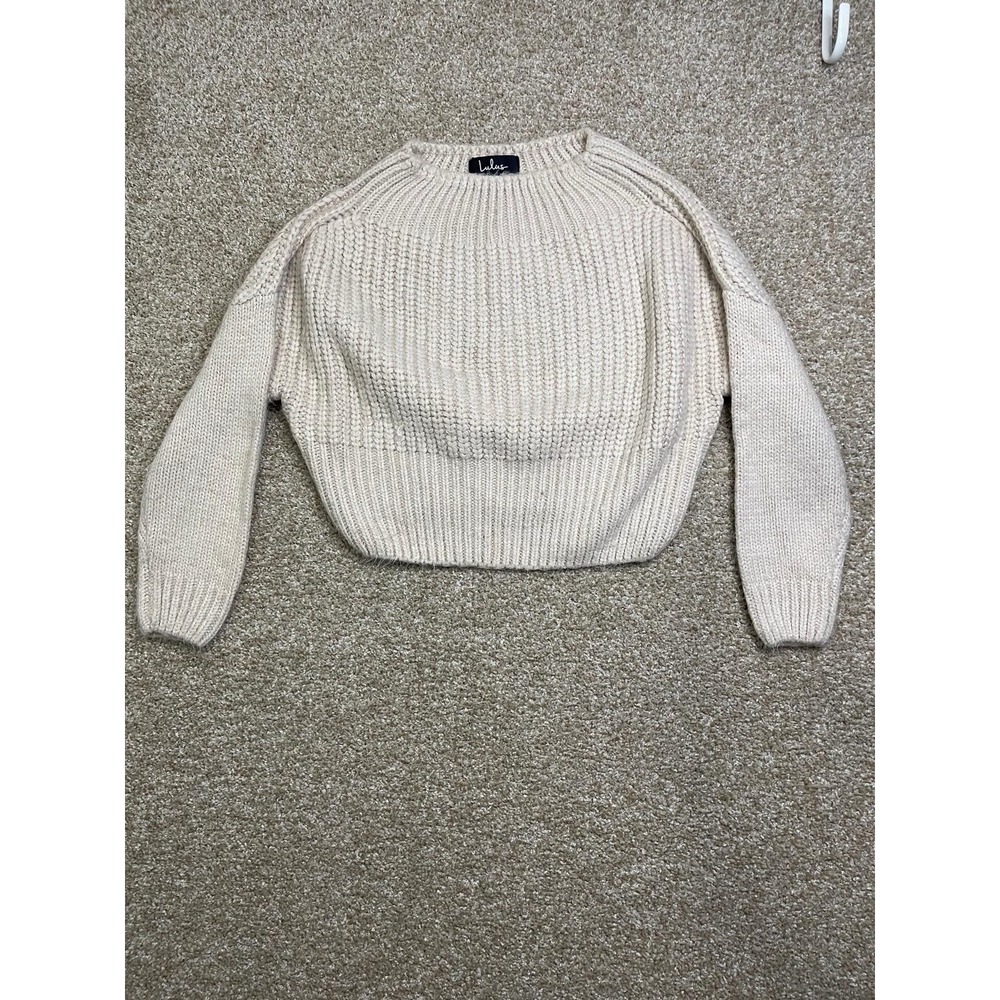 Lulus Sweater Knit‎ White Crop Sweater Size S